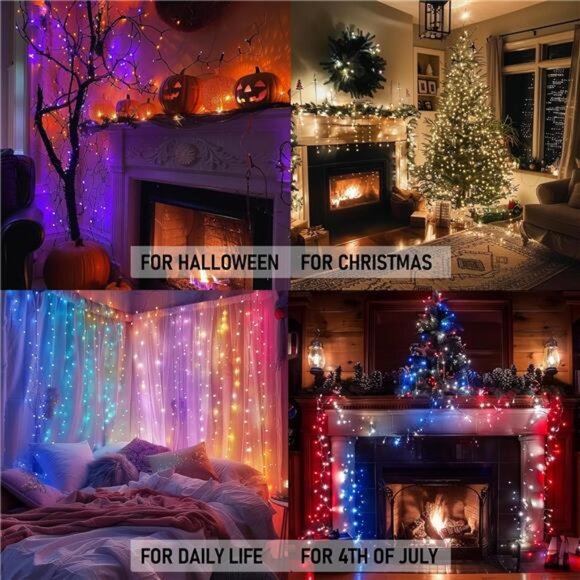 Smart Color Changing Christmas Lights,66FT 200 LED RGB String Lights with Remote - Picture 3 of 7